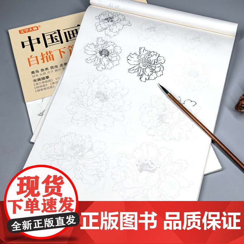 [送笔墨碟]中国画描摹本工笔画上下2册/基础训练篇+强化提高篇高清大图