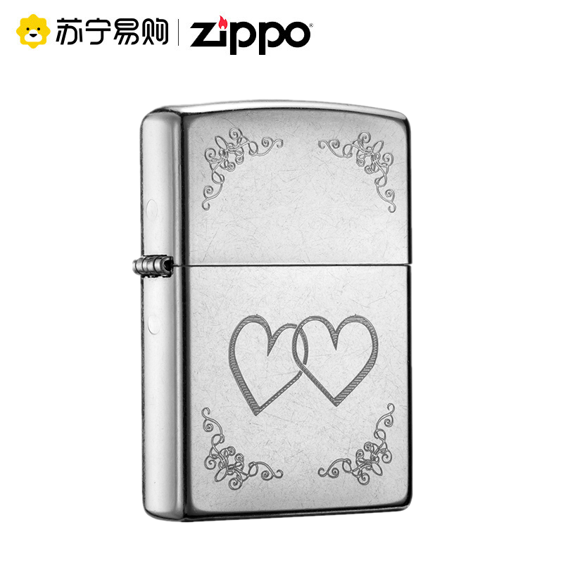 [苏宁自营]之宝zippo打火机正版防风情人节礼物盒24016心心相印情侣煤油
