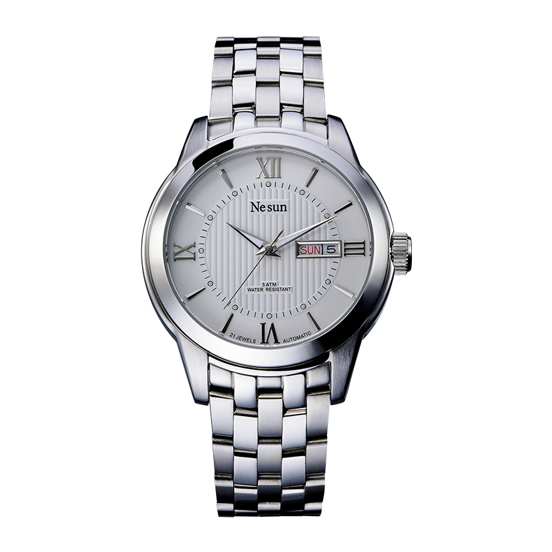 尼尚 全自动机械男士手表日本进口机芯双日历商务休闲型男表ms9201