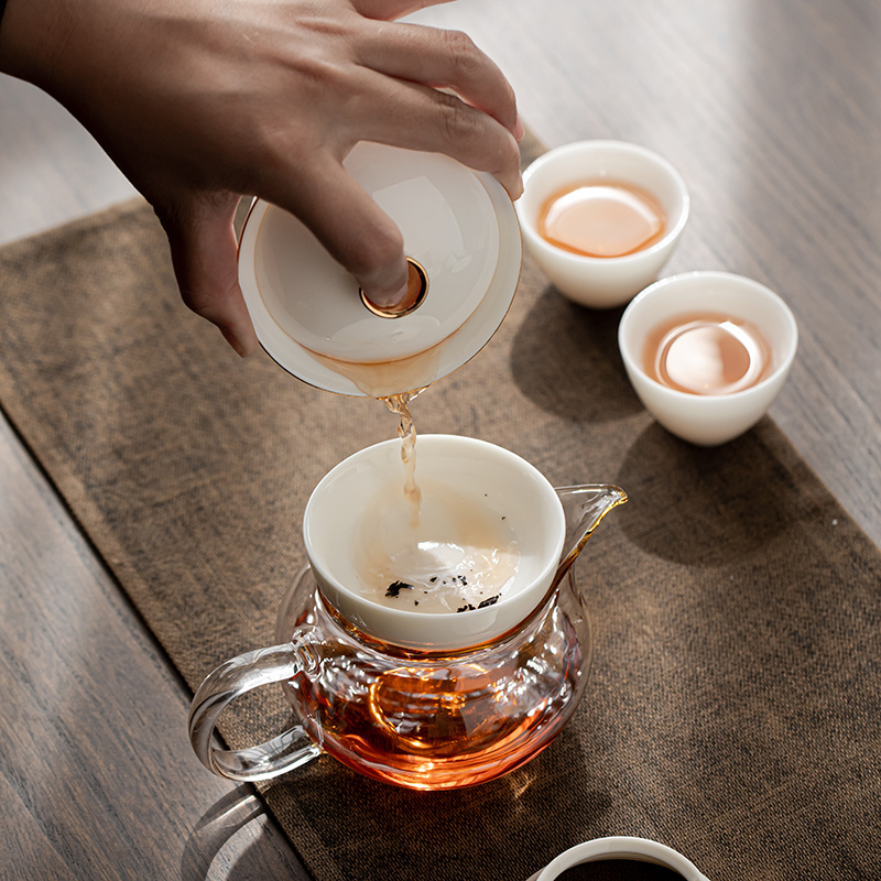 苏氏陶瓷(SUSHI CERAMICS)茶漏羊脂玉全白瓷一体茶滤网滤茶器创意茶隔功夫茶具配件