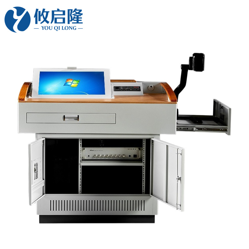 攸启隆多功能演讲台 多媒体讲台木面款张