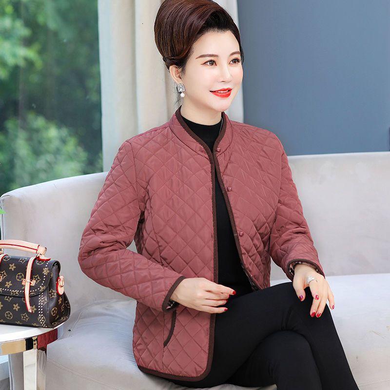迪鲁奥diluao妈妈装秋冬季时尚短款轻薄小棉衣中老年女装大码外套小