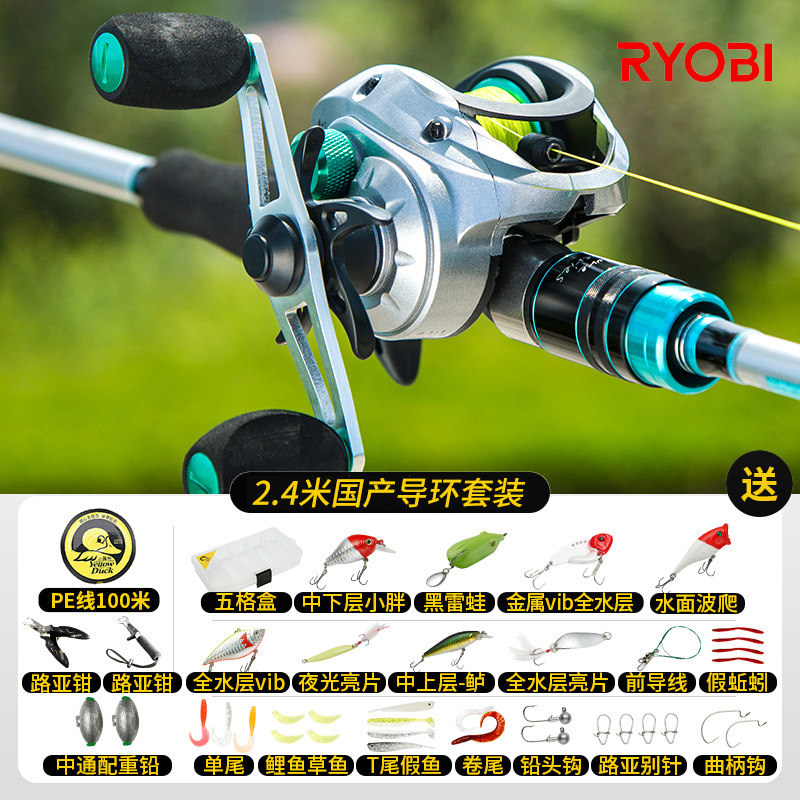 日本利优比路亚竿套装双竿稍远投超硬海竿碳素柄水滴轮鱼竿抛竿