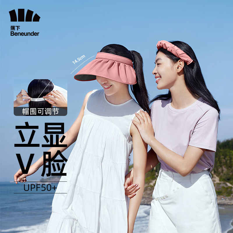 蕉下(beneunder) 贝壳防晒帽 夏季防紫外线便携发箍遮阳两用帽 纭际系列 轻烟粉高清大图
