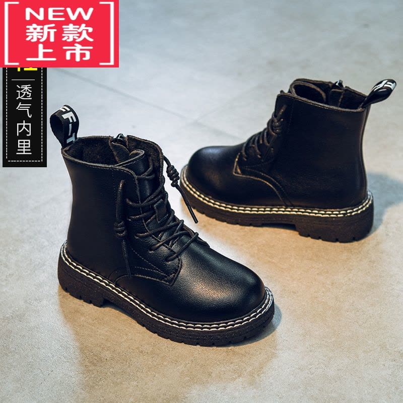 可莉允男童马丁靴2022新款秋冬季女童靴子秋款加绒儿童二棉短靴春秋皮靴图片