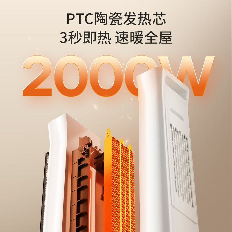 美的(Midea)取暖器暖风机立式电暖器全屋大面积取暖遥控定时 HFU20GR白色+黑色高清大图