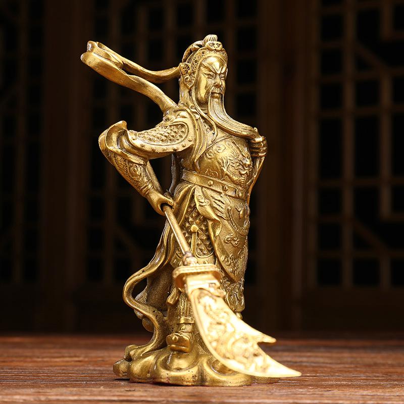 美帮汇铜关公摆件 铜关羽武佛像关二爷 铜伽蓝护法菩萨佛像高清大图