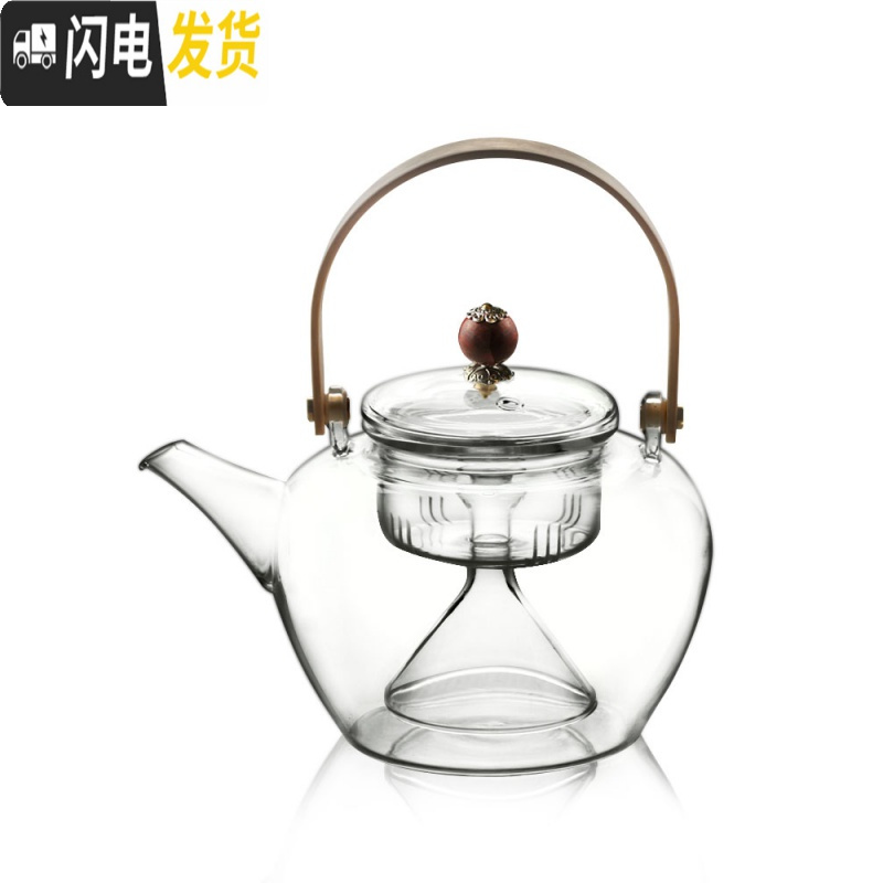 三维工匠日式手工玻璃茶壶竹提梁壶过滤蒸煮茶器耐热泡茶壶电陶炉功夫茶具 小坐电陶炉(經典黑)高清大图