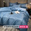 天丝四件套真丝床单被套高级感丝滑床笠被罩冰丝床品三件套_332 【床笠款四件套】1.8m床-适合200x230cm被芯 恩伯拉-蓝【丝滑柔软适合裸睡】