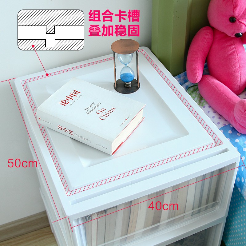 日本多层抽屉式收纳盒爱丽丝衣柜内衣服收纳箱储物柜三个装 三维工匠高清大图