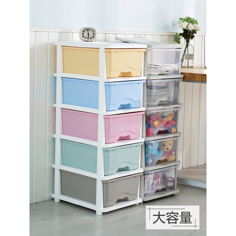 美帮汇玩具收纳箱抽屉式透明储物柜多层整理箱塑料用儿童玩具收纳盒高清大图