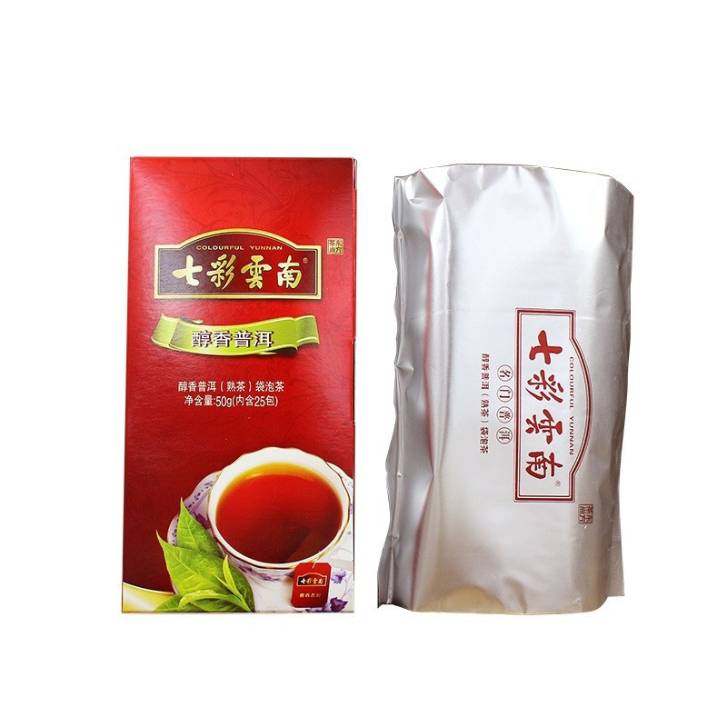 七彩云南 花香普洱(玫瑰熟茶)袋泡茶50g/盒(25包)