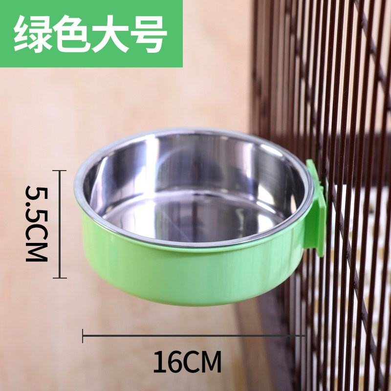 狗狗喝水器挂式悬挂喂食宠物自动喂水猫咪用品水壶水盆饮水机 大号不锈钢挂碗-绿 默认尺寸