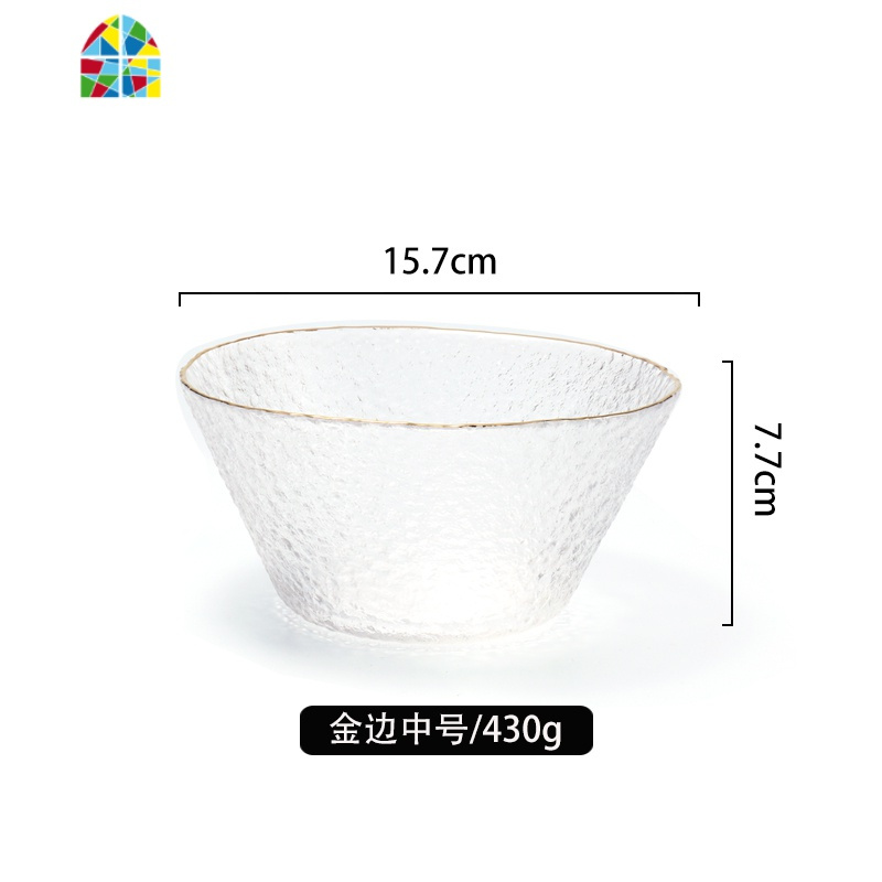 北欧风格ins金边玻璃燕窝耐热透明家用沙拉甜品盘碗