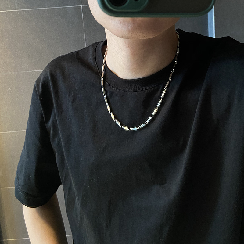 清然记时尚型男项链钛钢男式短项链菱形锁骨链男生潮流配饰链长60cm