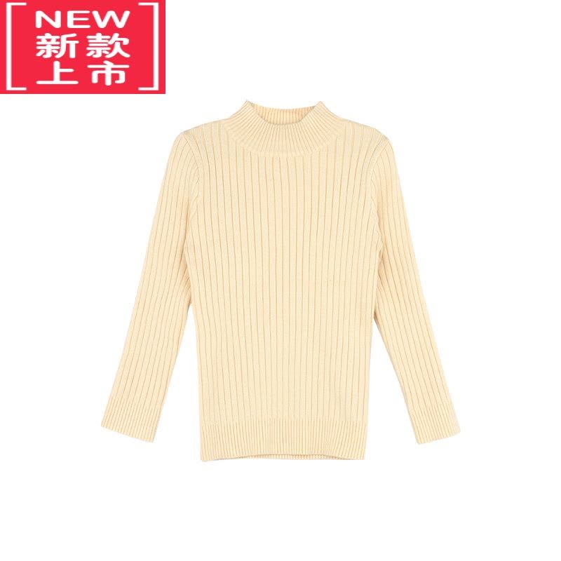 可莉允大耳象童装铺女童小坑条中领打底毛衣2022冬季新款上衣女宝内搭图片
