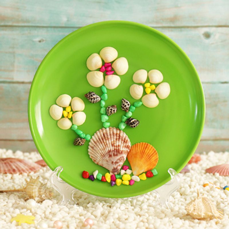 3d立体手工贝壳画益智diy粘贴天然贝壳海螺贴画材料包礼盒玩具圆盘