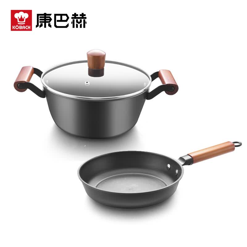 康巴赫 林格斯特炒锅汤铁 锅精铁两件套30cm+22cm燃气电磁炉通用 KGL-T02G