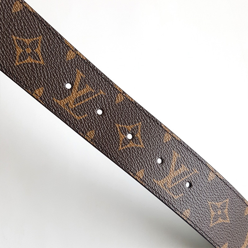 lv m0566q 男士棕色老花拼黑色initiales双面腰带lv男士腰带