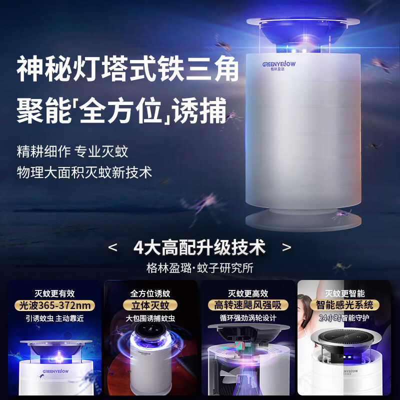 格林盈璐灭蚊灯家用灭蚊器光控驱蚊灯室内婴儿孕妇灭蝇灯商用物理吸入式除蚊杀蚊子虫电蚊灯电子捕蚊器GM965高清大图