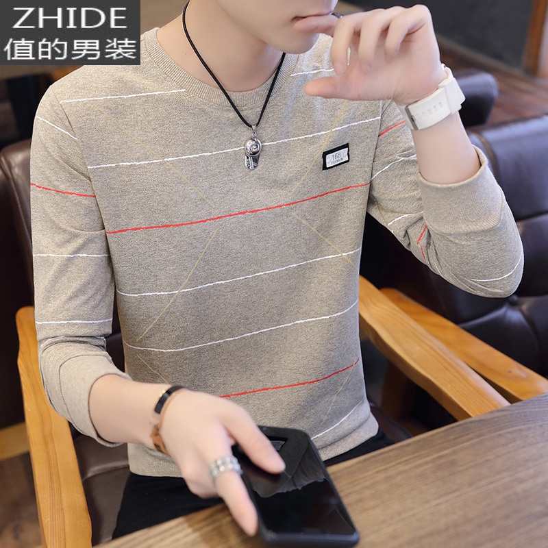 SUNTEK长袖t恤男2021新款春装打底小衫棉衣服体桖春季潮韩版潮流卫衣T恤高清大图
