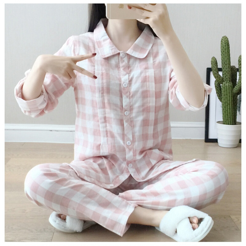 薄款纱双层纱布月子服韩版春秋产妇孕妇哺乳睡衣长袖喂奶夏季
