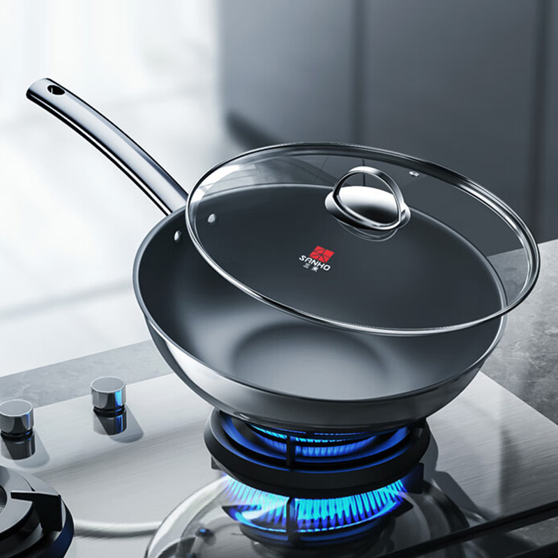 三禾炒锅32cm耐磨持久不粘导热均匀0涂层禾庚不粘锅LC32S11高清大图