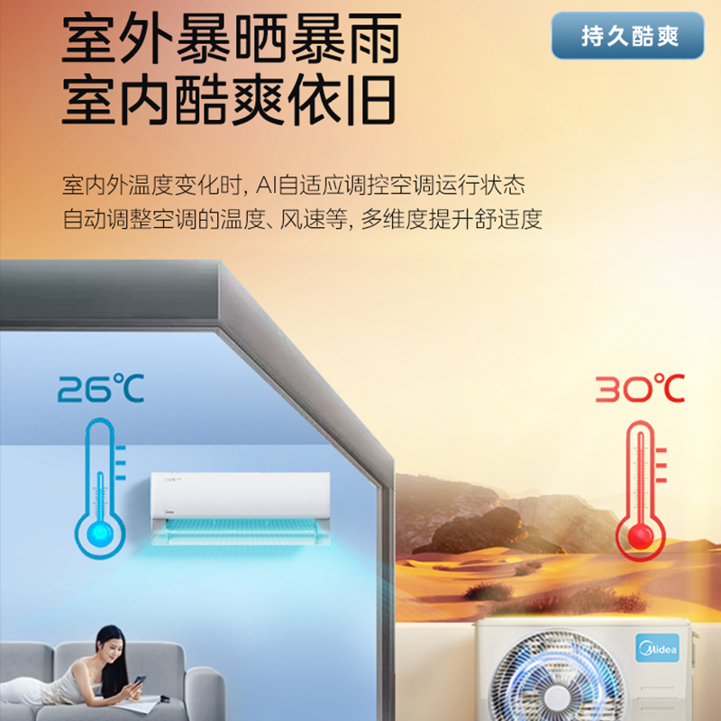 美的(Midea)空调大1匹p酷省电Pro新一级能效变频冷暖壁挂式家用卧室智能挂机KFR-26GW/N8KS1-1P