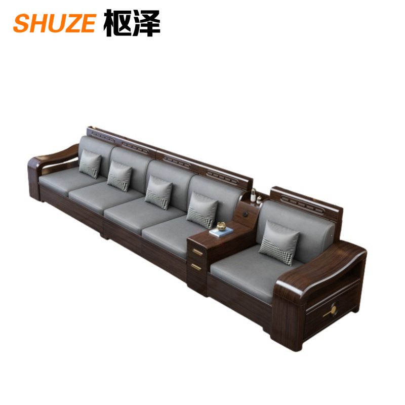 枢泽 储物沙发 五人位+茶水柜 套高清大图