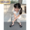 MOXUAN男童超薄打底裤夏装冰丝女童宝宝夏款薄裤子薄款纯色黑色七分裤夏