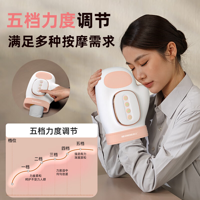 和正手部按摩器分区分指全手掌放松气囊暖敷仙女粉HZ-M1高清大图