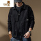YANXU高端美式黑色工装夹克男新款宽松衬衫休闲牛仔猎装外套男