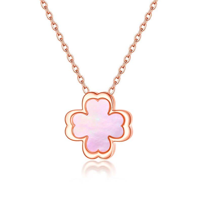 佐卡伊一款两戴幸运四叶草钻石项链母贝镶钻项链锁骨链