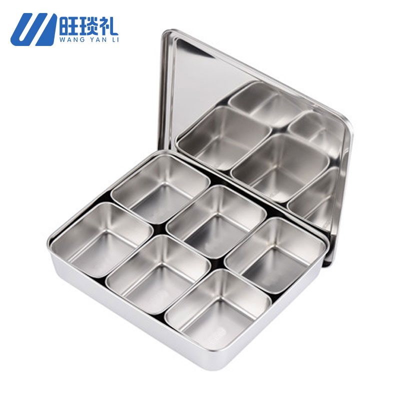 旺琰礼 六格不锈钢调料盒34*30*7cm套高清大图