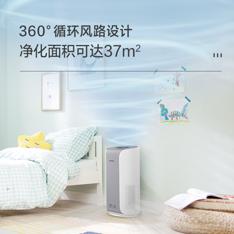 飞利浦(PHILIPS)空气净化器 除甲醛除细菌除PM2.5除雾霾 小巨风 小巧节能轻音 AC1758/00