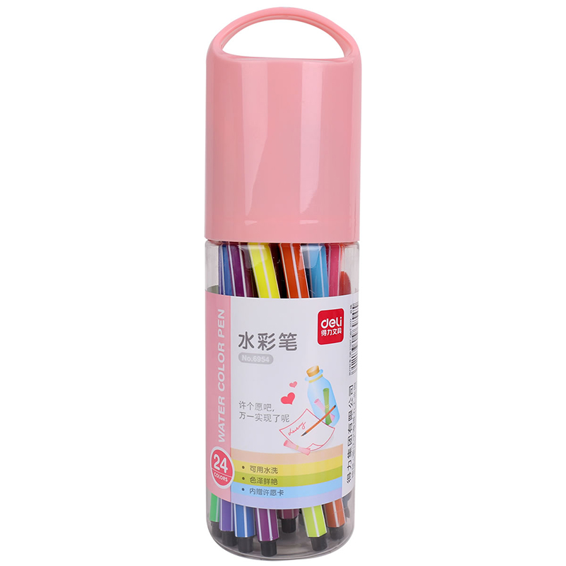 得力(deli) 6952/6953/6954/6955 水彩笔水彩笔绘画美术水性水彩笔外壳 颜色随机