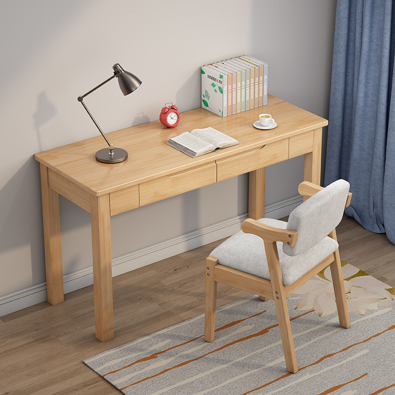 实木书桌家用4540cm宽学生学习桌小户型长条简易靠墙窄桌子卧室
