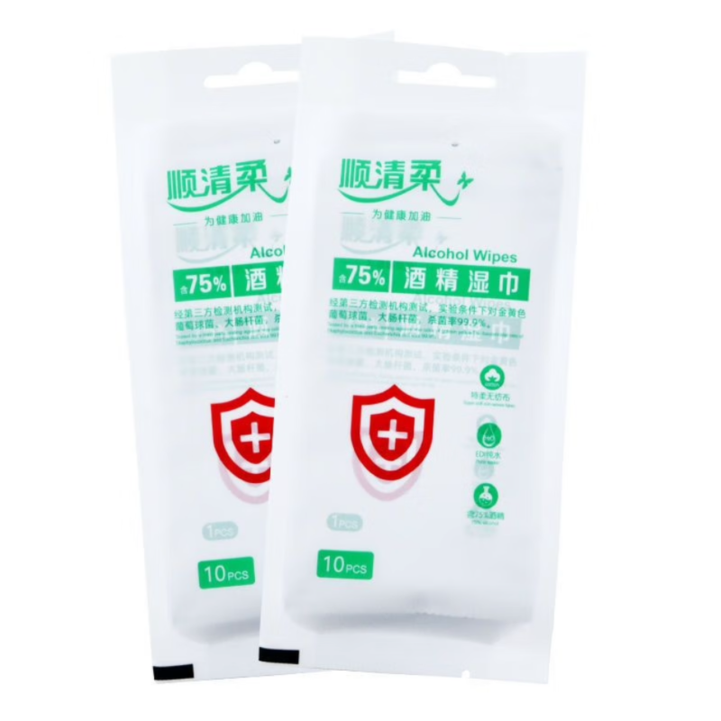 顺清柔75%酒精消毒湿巾10片独立装随身装 1包10片高清大图