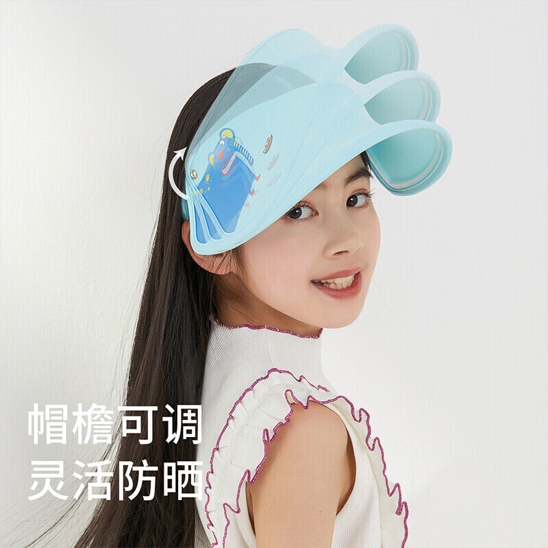 韩国VVC儿童防晒帽男女帽遮阳帽遮脸防紫外线太阳帽户外大帽檐 美美兔高清大图
