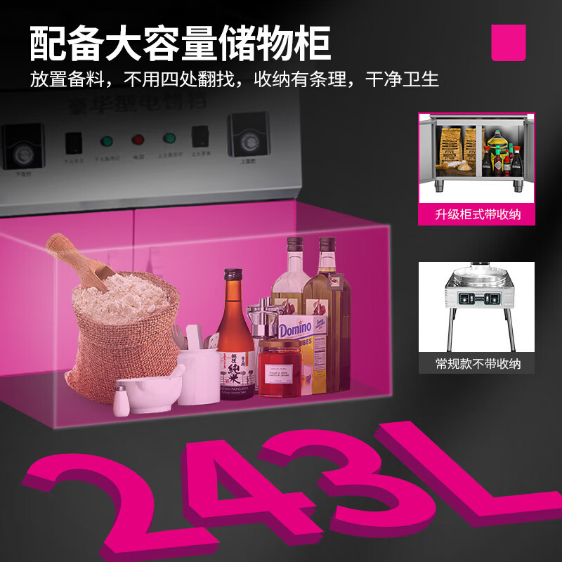 乐创(lecon)商用电饼铛 双面大型柜式烤饼炉千层饼烙饼机 LC-J-DBZ01 220/380V