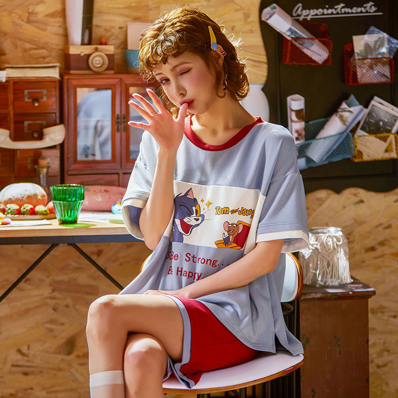 俞兆林2020新款韩版睡衣女短袖短裤夏可爱卡通两件套家居服可外穿女