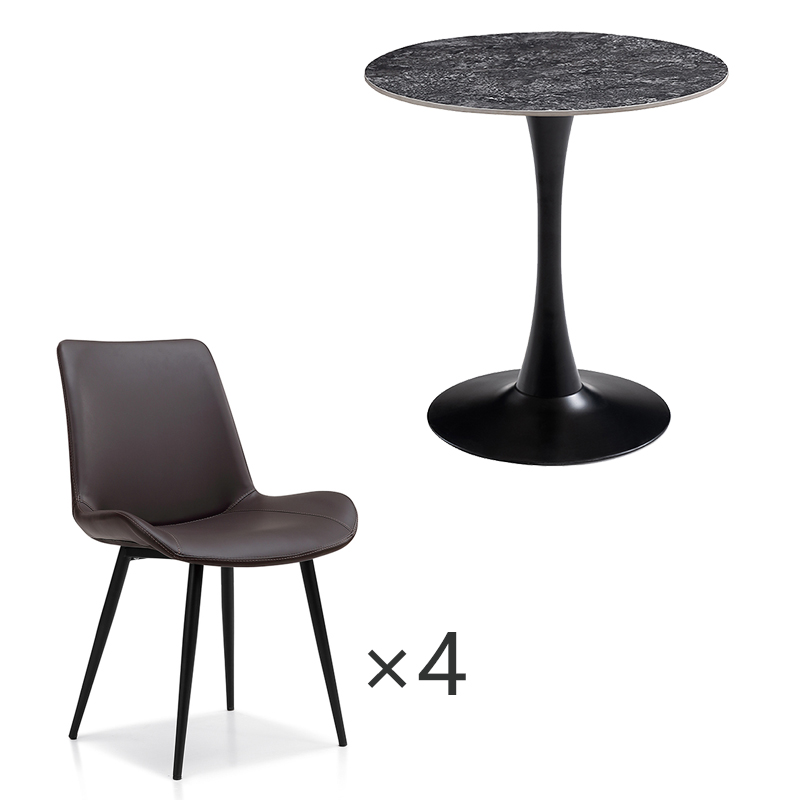 中豫鑫泽ZYXZ-VC4120117 圆桌餐桌小户型家用桌简约接待洽谈桌 1桌4椅