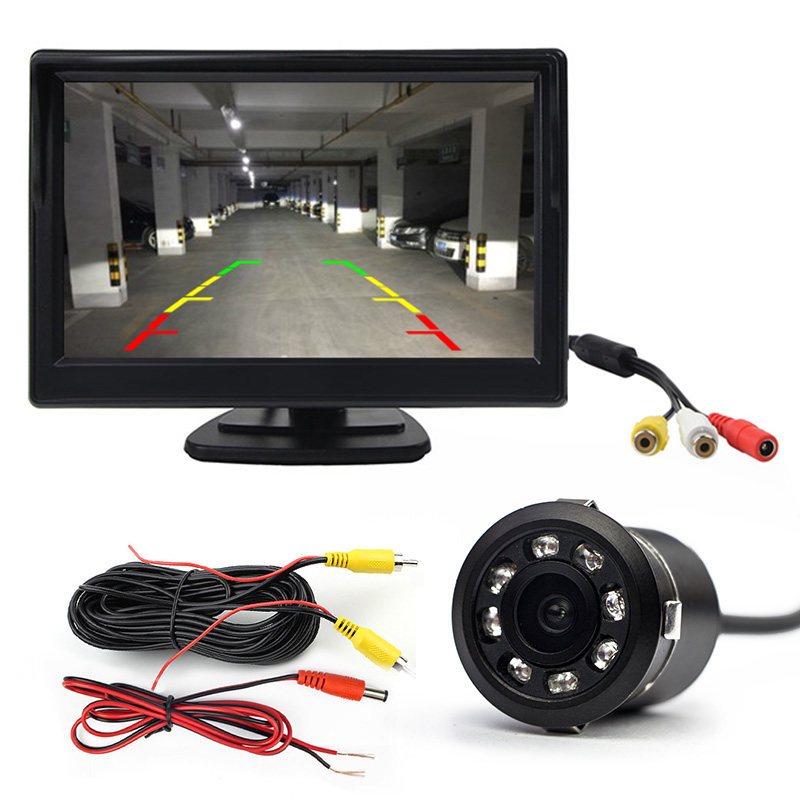 汽车倒车影像摄像头一体机5寸1224v通用高清夜视车载前后可视泊车监控