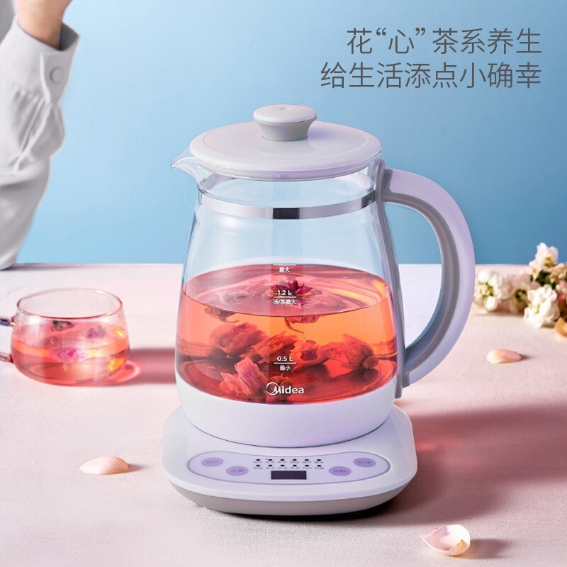 美的(Midea)GE1510养生壶多段定温电水壶家用多功能全自动玻璃水壶高清大图