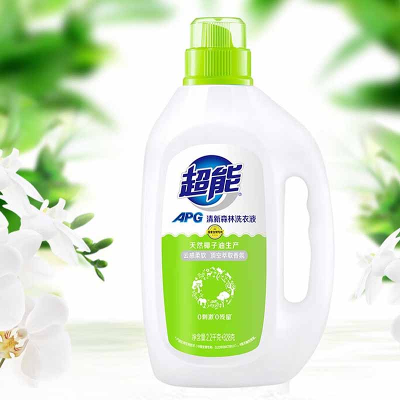 超能洗衣液APG深层去渍柔软不伤衣清新森林2.2kg+328g高清大图