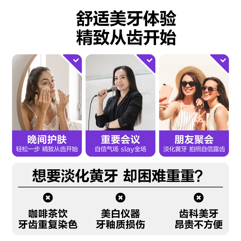 参半 6D微晶炫白牙贴 便携温和不酸牙美白亮白炫白牙齿 10对/盒高清大图