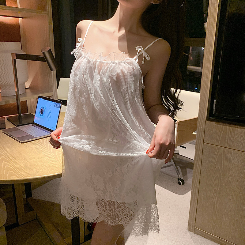 九里晴川内衣性感睡裙蕾丝吊带透视网纱免脱ins女成人用品高清大图