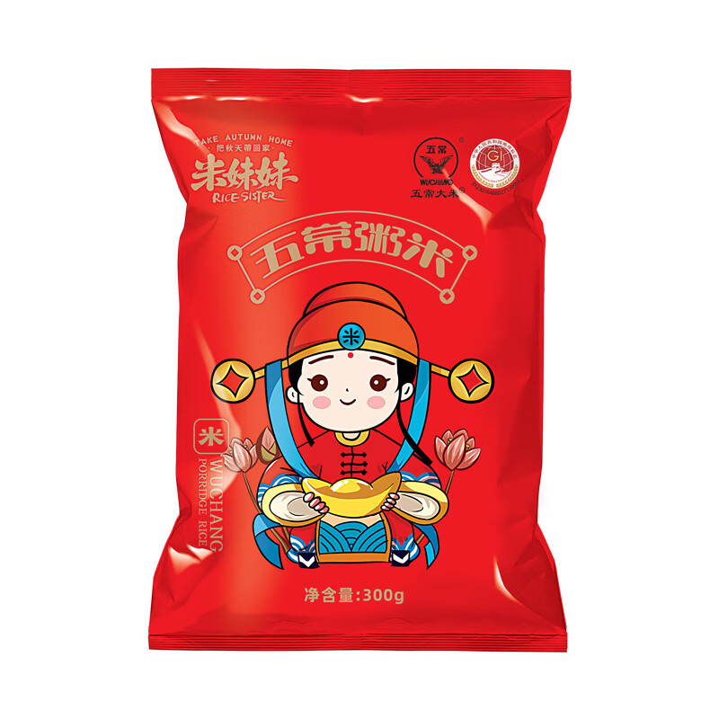 米妹妹(MIMEIMEI) 五常粥米袋装300g 煮粥优选 颗粒更小 稻香四溢