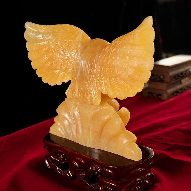 美帮汇玉石大鹏展翅大展鸿图老鹰摆件办公室商务开业礼品工艺