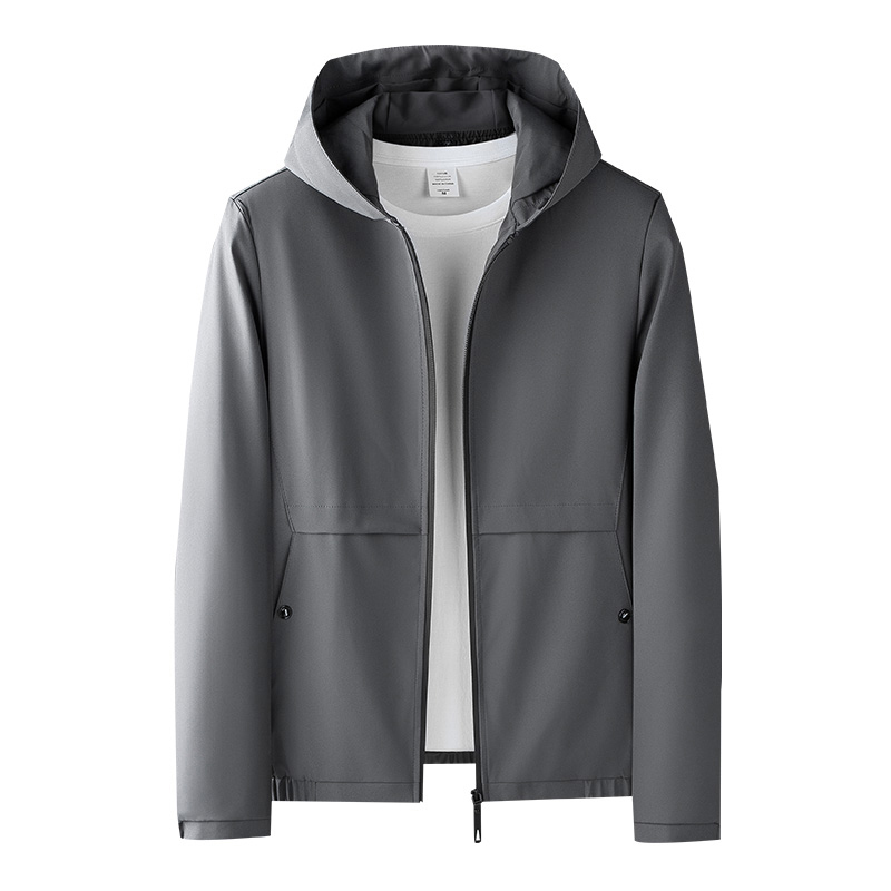 庄吉男士休闲夹克带帽韩版春秋冬加绒加厚拉链学生连帽上衣男外套